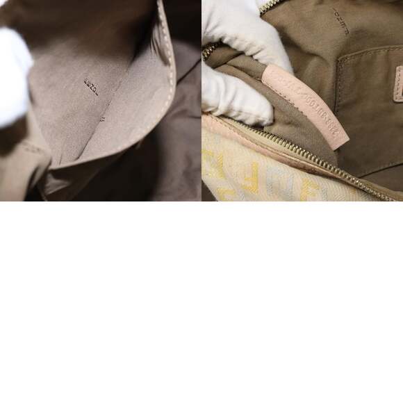 FENDI Zucchino Canvas Shoulder Bag Beige Gold - Picture 13 of 13